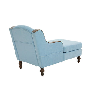 English Elm UNITED Oversized Chaise Lounge Sofa Bed with Solid Wood Arms, High-Resilience Foam, 800lb Capacity and Storage Pockets Light Blue W1568S00209