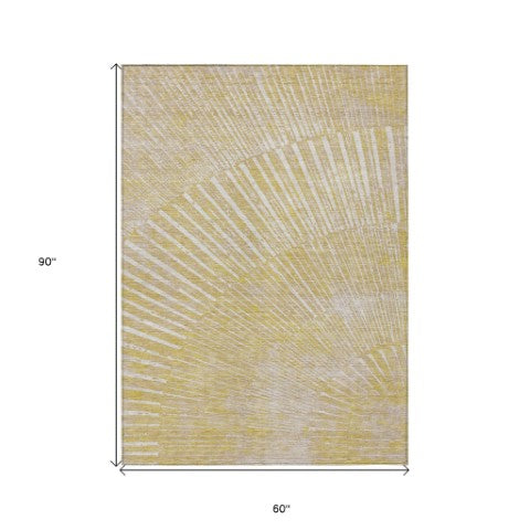 Homeroots 3' Abstract Washable Indoor Outdoor Area Rug – Stylish, Durable, And Stain-resistant For Any Space 5' X 8' Polyester 562015