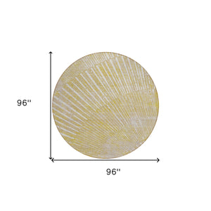 Homeroots 8' Round Wheat Round Abstract Washable Non Skid Indoor Outdoor Area Rug Wheat Polyester 562016