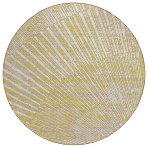 Homeroots 8' Round Wheat Round Abstract Washable Non Skid Indoor Outdoor Area Rug Wheat Polyester 562016