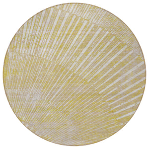 Homeroots 8' Round Wheat Round Abstract Washable Non Skid Indoor Outdoor Area Rug Wheat Polyester 562016