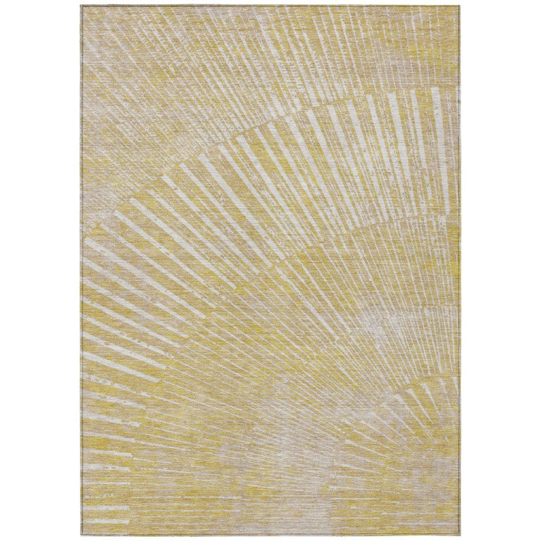 HomeRoots Wheat Abstract Washable Indoor Outdoor Area Rug with Uv Protection and Non Skid Backing 8' x 10' 562017