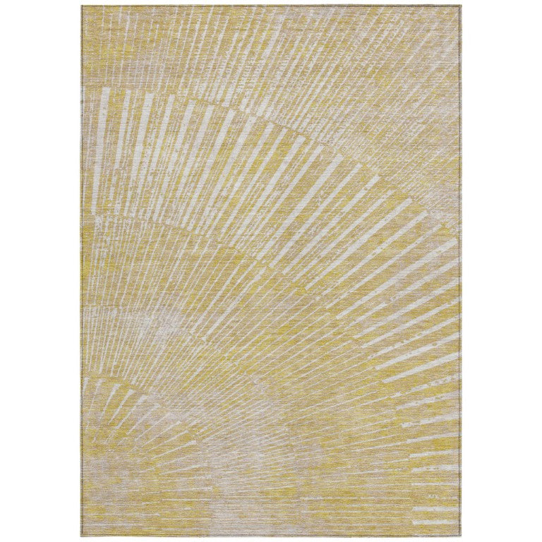 HomeRoots Wheat Abstract Washable Indoor Outdoor Area Rug with Uv Protection and Non Skid Backing 8' x 10' 562017