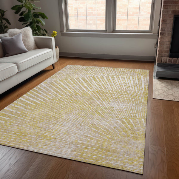 Homeroots 9' X 12' Wheat Abstract Washable Non Skid Indoor Outdoor Area Rug Wheat Polyester 562018