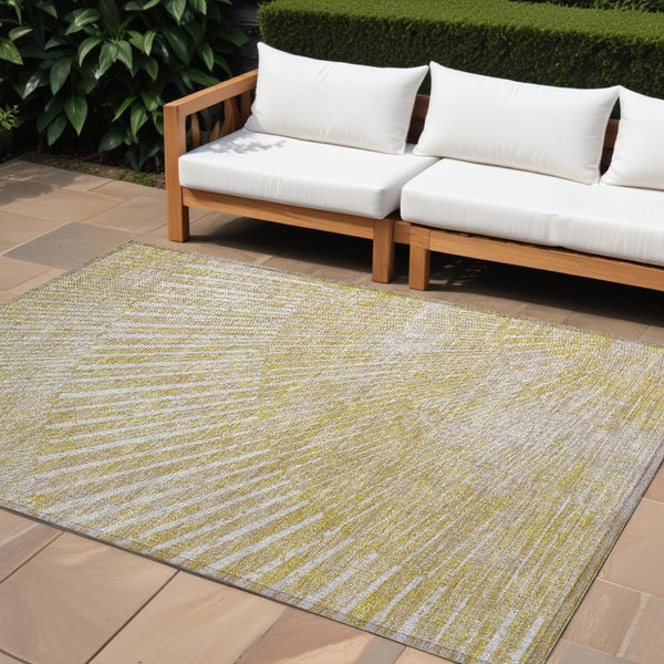 Homeroots 10' X 14' Wheat Abstract Washable Non Skid Indoor Outdoor Area Rug Wheat Polyester 562019