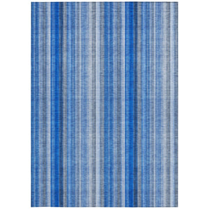 Homeroots 3' Blue Striped Washable Non-skid Area Rug - Stylish, Stain Resistant For Indoor Or Outdoor Use 3' X 5' Polyester 562023
