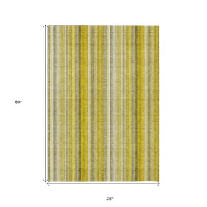 Homeroots 3' Blue Striped Washable Non-skid Area Rug - Stylish, Stain Resistant For Indoor Or Outdoor Use 3' X 5' Polyester 562032