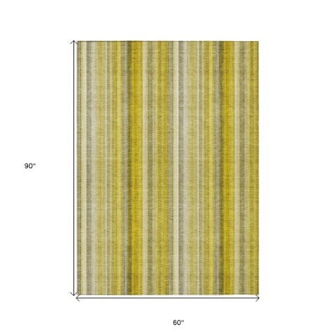 Homeroots 3' Blue Striped Washable Non-skid Area Rug - Stylish, Stain Resistant For Indoor Or Outdoor Use 5' X 8' Polyester 562033