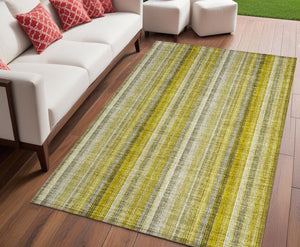 Homeroots 3' Blue Striped Washable Non-skid Area Rug - Stylish, Stain Resistant For Indoor Or Outdoor Use 5' X 8' Polyester 562033
