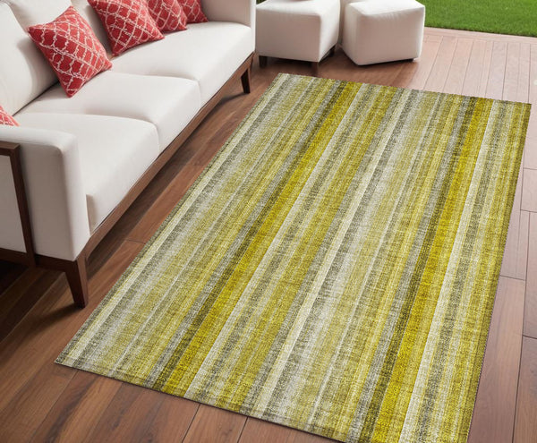 Homeroots 3' Blue Striped Washable Non-skid Area Rug - Stylish, Stain Resistant For Indoor Or Outdoor Use 5' X 8' Polyester 562033