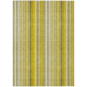 Homeroots 9' X 12' Gold Striped Washable Non Skid Indoor Outdoor Area Rug Gold Polyester 562036
