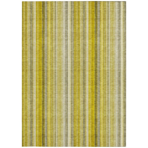 Homeroots 9' X 12' Gold Striped Washable Non Skid Indoor Outdoor Area Rug Gold Polyester 562036