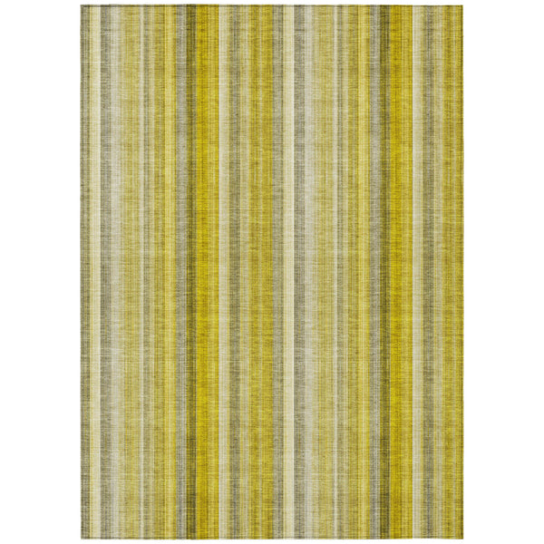 Homeroots 10' X 14' Gold Striped Washable Non Skid Indoor Outdoor Area Rug Gold Polyester 562037