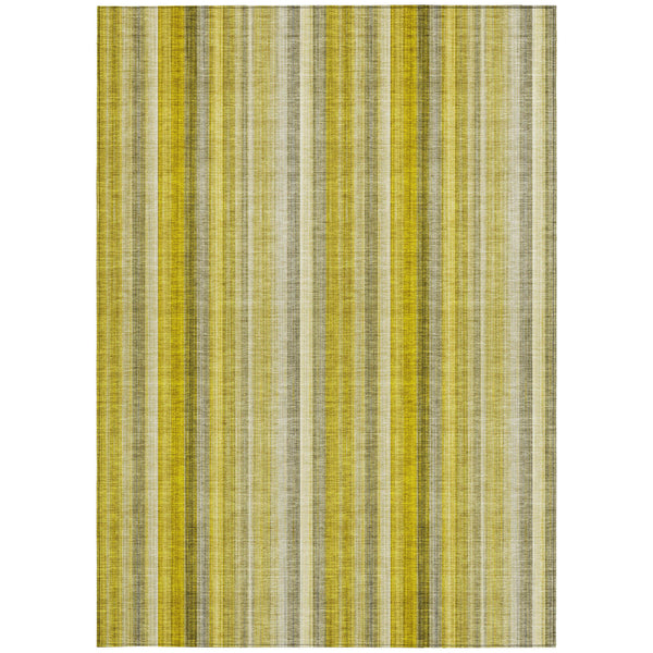 Homeroots 10' X 14' Gold Striped Washable Non Skid Indoor Outdoor Area Rug Gold Polyester 562037