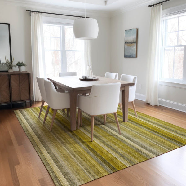 HomeRoots 5' Blue Striped Indoor Outdoor Area Rug - Durable, Washable, Non-Skid Design Perfect for Any Space 10' X 14' 562037