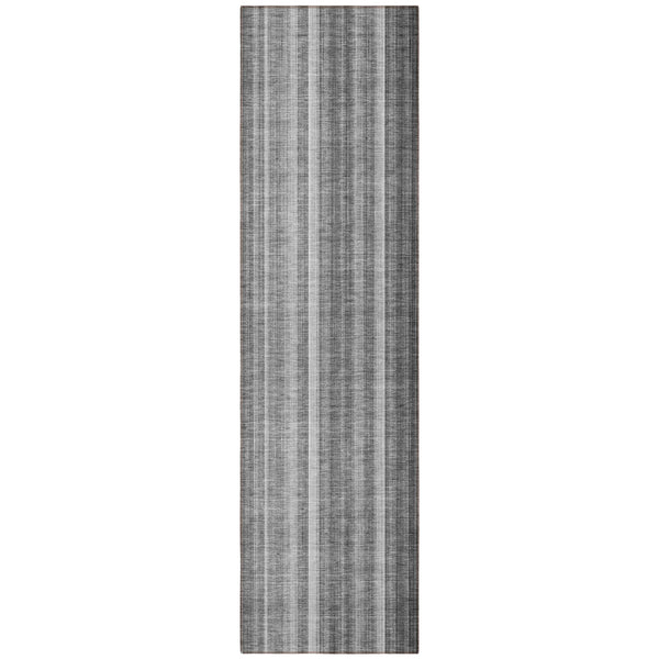 Homeroots 3' Blue Striped Washable Non-skid Area Rug - Stylish, Stain Resistant For Indoor Or Outdoor Use Gray Polyester 562039