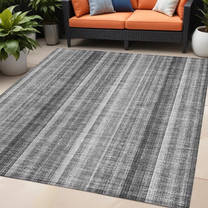Homeroots 3' Blue Striped Washable Non-skid Area Rug - Stylish, Stain Resistant For Indoor Or Outdoor Use 5' X 8' Polyester 562042