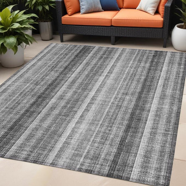 Homeroots 3' Blue Striped Washable Non-skid Area Rug - Stylish, Stain Resistant For Indoor Or Outdoor Use 5' X 8' Polyester 562042
