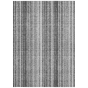 Homeroots 3' Blue Striped Washable Non-skid Area Rug - Stylish, Stain Resistant For Indoor Or Outdoor Use 5' X 8' Polyester 562042