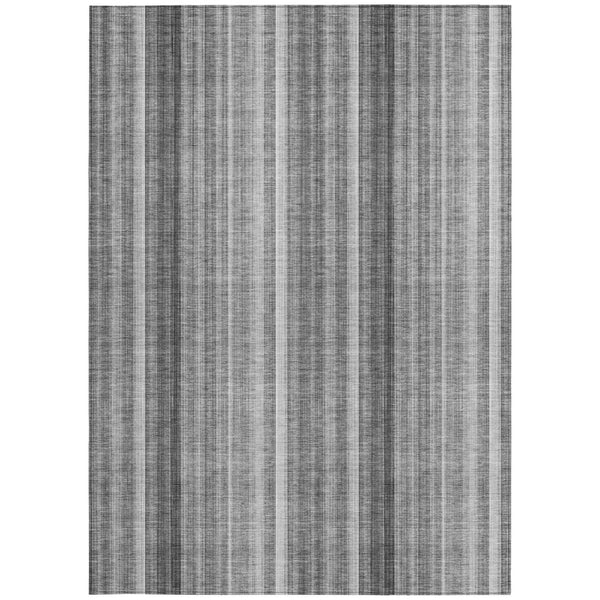 Homeroots 8' X 10' Gray Striped Washable Non Skid Indoor Outdoor Area Rug Gray Polyester 562044