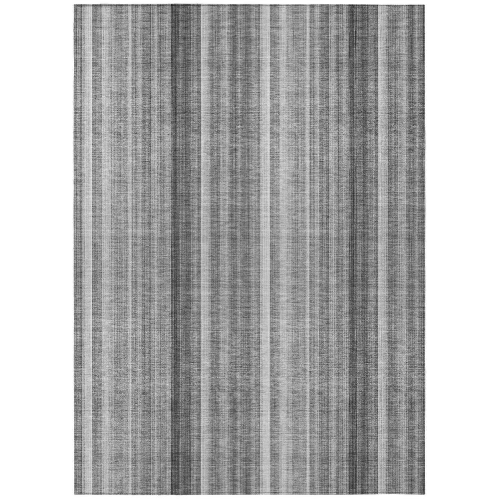 Homeroots 8' X 10' Gray Striped Washable Non Skid Indoor Outdoor Area Rug Gray Polyester 562044