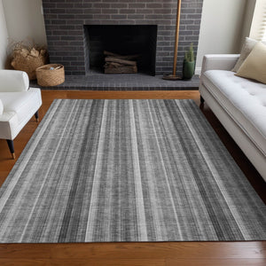 Homeroots 3' Blue Striped Washable Non-skid Area Rug - Stylish, Stain Resistant For Indoor Or Outdoor Use 9' X 12' Polyester 562045