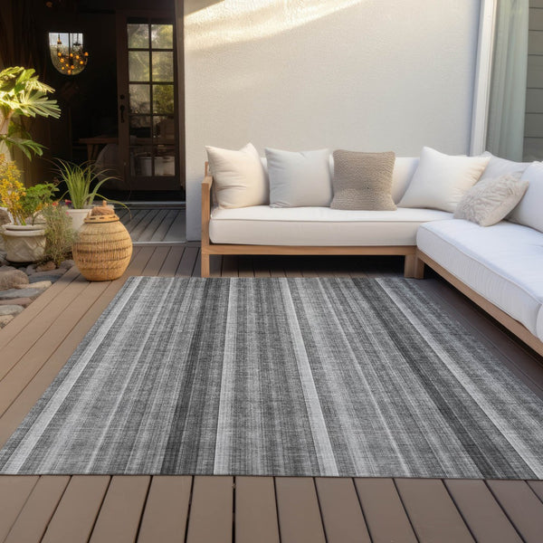 Homeroots 3' Blue Striped Washable Non-skid Area Rug - Stylish, Stain Resistant For Indoor Or Outdoor Use 9' X 12' Polyester 562045