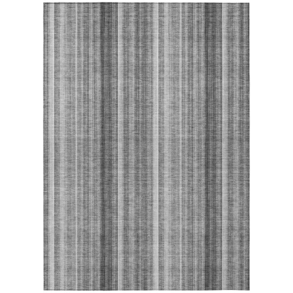 Homeroots 10' X 14' Gray Striped Washable Non Skid Indoor Outdoor Area Rug Gray Polyester 562046