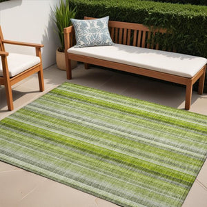 Homeroots 3' Blue Striped Washable Non-skid Area Rug - Stylish, Stain Resistant For Indoor Or Outdoor Use 5' X 8' Polyester 562051