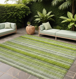 HomeRoots 5' Blue Striped Indoor Outdoor Area Rug - Durable, Washable, Non-Skid Design Perfect for Any Space 10' X 14' 562055