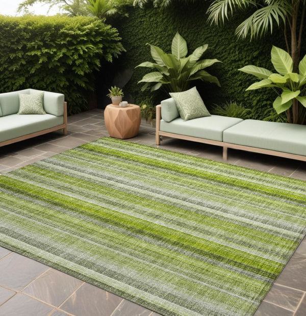 HomeRoots 5' Blue Striped Indoor Outdoor Area Rug - Durable, Washable, Non-Skid Design Perfect for Any Space 10' X 14' 562055
