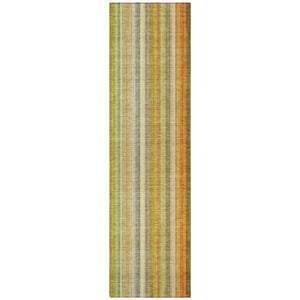 Homeroots 3' Blue Striped Washable Non-skid Area Rug - Stylish, Stain Resistant For Indoor Or Outdoor Use Khaki Polyester 562057
