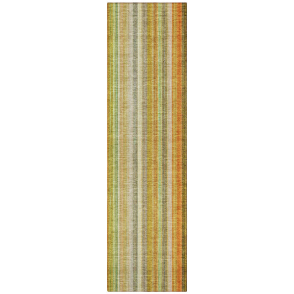 Homeroots 3' Blue Striped Washable Non-skid Area Rug - Stylish, Stain Resistant For Indoor Or Outdoor Use Khaki Polyester 562057