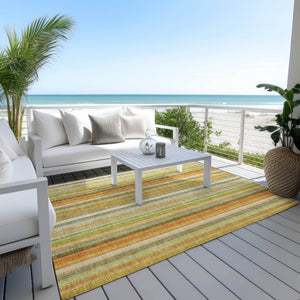 HomeRoots 5' Blue Striped Indoor Outdoor Area Rug - Durable, Washable, Non-Skid Design Perfect for Any Space 5' X 8' 562060