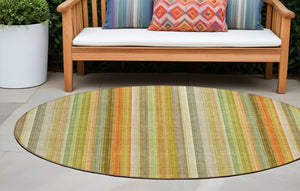 Homeroots 3' Blue Striped Washable Non-skid Area Rug - Stylish, Stain Resistant For Indoor Or Outdoor Use 8' Round Polyester 562061