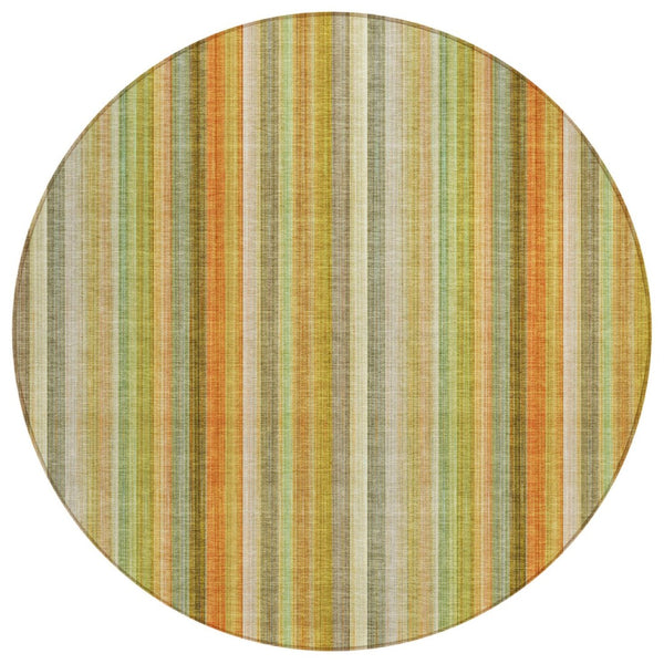 HomeRoots 5' Blue Striped Indoor Outdoor Area Rug - Durable, Washable, Non-Skid Design Perfect for Any Space 8' Round 562061