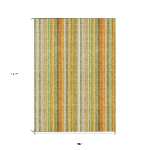 Homeroots 3' Blue Striped Washable Non-skid Area Rug - Stylish, Stain Resistant For Indoor Or Outdoor Use 8' X 10' Polyester 562062