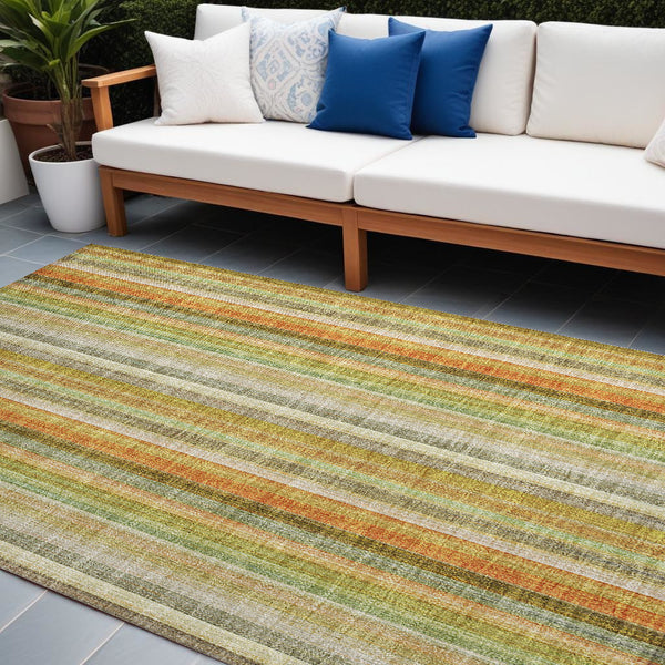 Homeroots 3' Blue Striped Washable Non-skid Area Rug - Stylish, Stain Resistant For Indoor Or Outdoor Use 8' X 10' Polyester 562062
