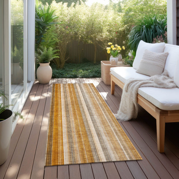 Homeroots 3' Blue Striped Washable Non-skid Area Rug - Stylish, Stain Resistant For Indoor Or Outdoor Use Paprika Polyester 562066