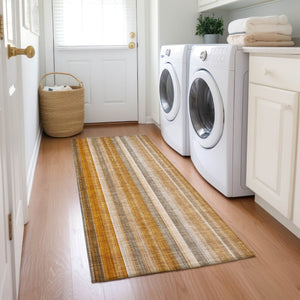 Homeroots 3' Blue Striped Washable Non-skid Area Rug - Stylish, Stain Resistant For Indoor Or Outdoor Use Paprika Polyester 562066