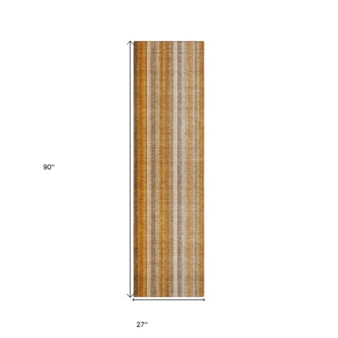Homeroots 3' Blue Striped Washable Non-skid Area Rug - Stylish, Stain Resistant For Indoor Or Outdoor Use Paprika Polyester 562066