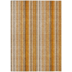 Homeroots 5' X 8' Orange Ivory And Gray Striped Washable Non Skid Indoor Outdoor Area Rug Paprika Polyester 562069