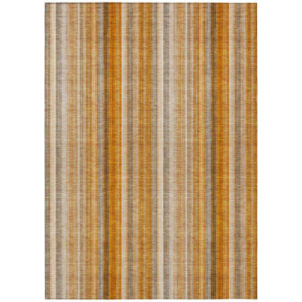 Homeroots 5' X 8' Orange Ivory And Gray Striped Washable Non Skid Indoor Outdoor Area Rug Paprika Polyester 562069