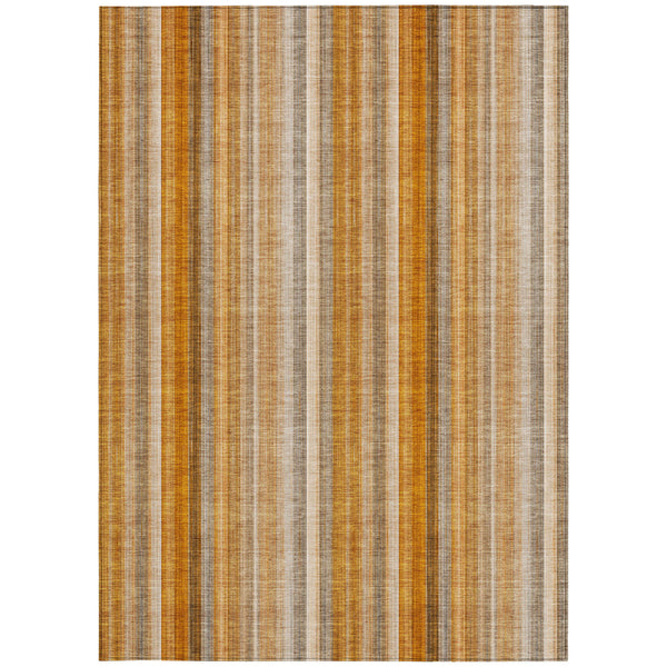 Homeroots 5' X 8' Orange Ivory And Gray Striped Washable Non Skid Indoor Outdoor Area Rug Paprika Polyester 562069
