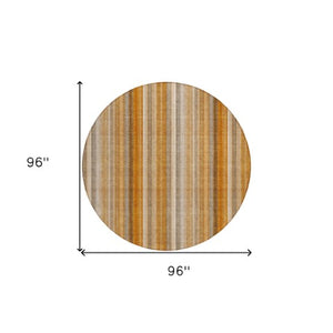 Homeroots 3' Blue Striped Washable Non-skid Area Rug - Stylish, Stain Resistant For Indoor Or Outdoor Use 8' Round Polyester 562070