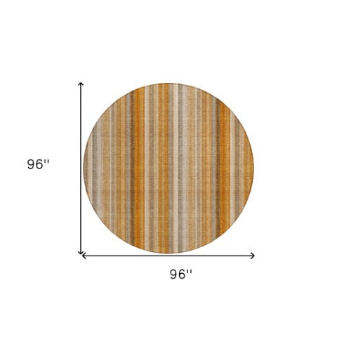 Homeroots 3' Blue Striped Washable Non-skid Area Rug - Stylish, Stain Resistant For Indoor Or Outdoor Use 8' Round Polyester 562070