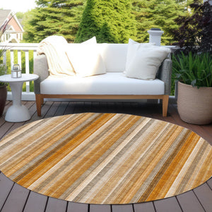Homeroots 3' Blue Striped Washable Non-skid Area Rug - Stylish, Stain Resistant For Indoor Or Outdoor Use 8' Round Polyester 562070