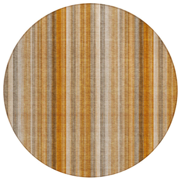 HomeRoots 5' Blue Striped Indoor Outdoor Area Rug - Durable, Washable, Non-Skid Design Perfect for Any Space 8' Round 562070