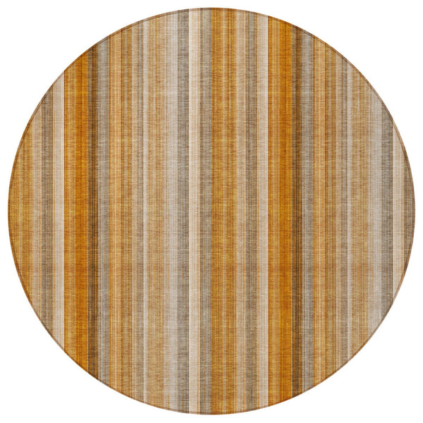Homeroots 3' Blue Striped Washable Non-skid Area Rug - Stylish, Stain Resistant For Indoor Or Outdoor Use 8' Round Polyester 562070