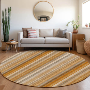 Homeroots 3' Blue Striped Washable Non-skid Area Rug - Stylish, Stain Resistant For Indoor Or Outdoor Use 8' Round Polyester 562070